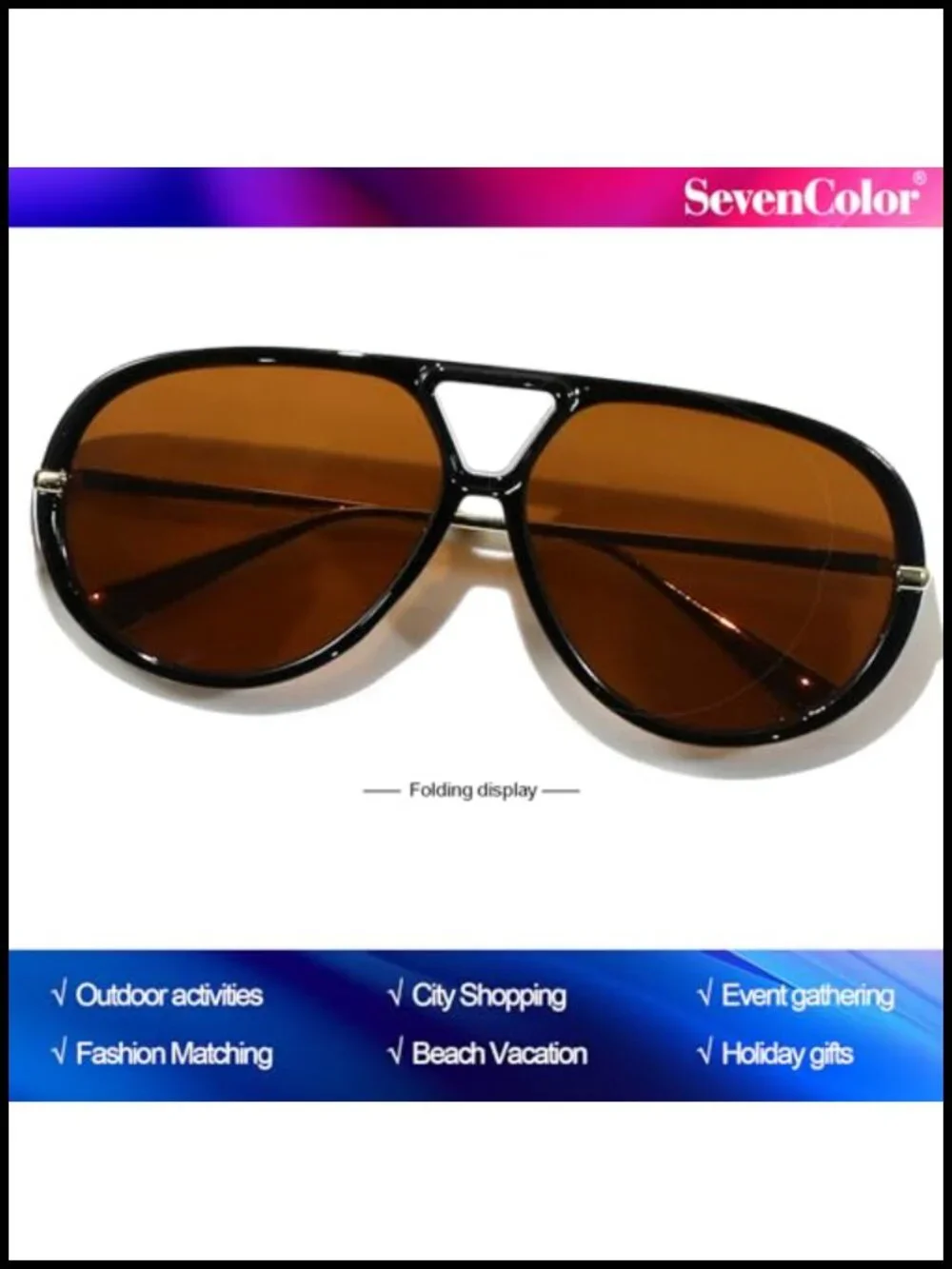 Oversized Aviator Sunglasses Retro Round Shield Vintage UV400